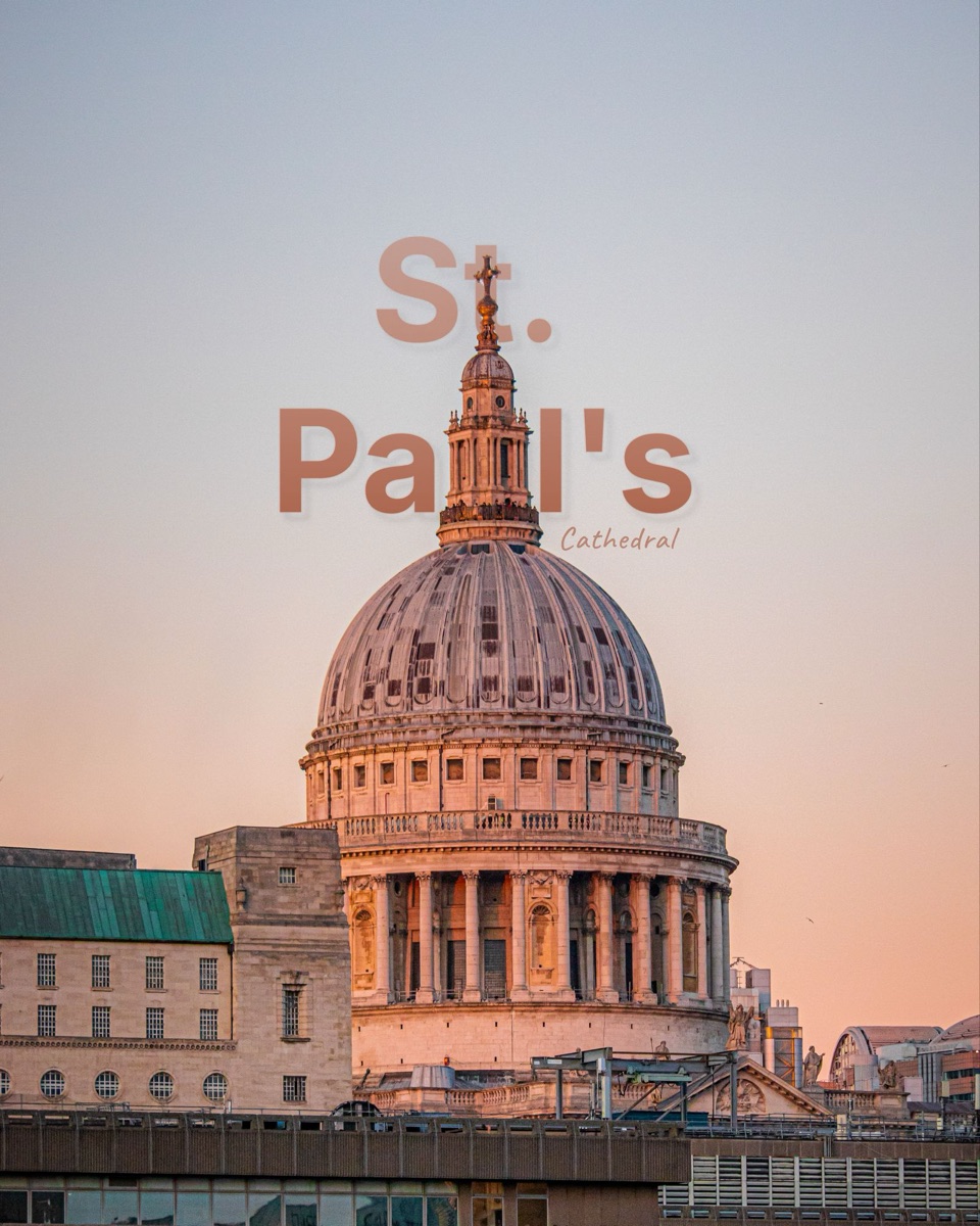Example: the words St. Paul's set behind the dome of St Paul's Cathedral